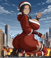 1girls ai_generated ass avatar_the_last_airbender big_ass big_breasts big_butt breasts christmas christmas_clothing christmas_outfit city clothed clothed_female dark-skinned_female dark_skin female female_focus female_only giantess katara large_ass large_boobs large_breasts large_butt memesrus1234 nickelodeon nicktoons solo solo_female solo_focus thick_thighs thighs