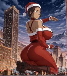 1girls ai_generated ass avatar_the_last_airbender big_ass big_breasts big_butt breasts christmas christmas_clothing christmas_outfit city clothed clothed_female dark-skinned_female dark_skin female female_focus female_only giantess katara large_ass large_boobs large_breasts large_butt memesrus1234 nickelodeon nicktoons solo solo_female solo_focus thick_thighs thighs