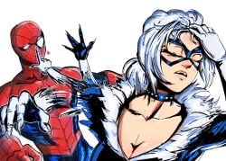 1boy 1boy1girl 1girl1boy 1girls 2026 athletic athletic_male big_breasts black_cat_(marvel) bodysuit breasts choker cleavage collar color colored couple couple_(romantic) couple_love couples cute_fangs domino_mask eyemask fangs felicia_hardy female finger_on_lip fleurashdesign flipping_hair hair_flip hand_on_hair high_resolution highres light-skinned_female light_skin love lovers lovers_moment male marvel marvel_comics mask masked masked_female masked_male meme meme_reference naoya_hair_flip peter_parker pinup posing posing_for_the_partner romantic romantic_couple seductive seductive_look skin_tight spider-man spider-man_(series) superhero superhero_couple superheroine thick_breasts tight_clothes tight_clothing voluptuous voluptuous_female white_background white_fur white_hair ♡