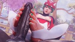 3d commission commission_art commissions_open dark-skinned_male dark_skin feet feet_focus feet_on_penis female foot_fetish foot_focus footjob footwear hi_res interracial kanjiartwork kanjihentai kiriko_(overwatch) male overwatch overwatch_2 penis stirrup_legwear