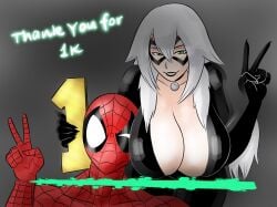 1boy 1girls 2026 big_breasts black_cat_(marvel) black_lipstick bodysuit breasts choker collar color colored couple couple_(romantic) couples domino_mask enticing eyemask felicia_hardy female green_eyes head_against_breast hi_res highres huge_breasts large_breasts light-skinned_female light_skin looking_at_viewer male marvel marvel_comics mask masked masked_female massive_breasts noirsun00 peter_parker pinup romantic romantic_couple seducing seductive_look shiny shiny_ass shiny_clothes shiny_skin skin_tight smile smiling smiling_at_viewer spider-man spider-man_(series) straight superhero superhero_couple superheroine teasing teasing_viewer temptation tempting tempting_viewer text thank_you thank_you_message thick_breasts tight_clothes tight_clothing v v_sign voluptuous voluptuous_female white_fur white_hair