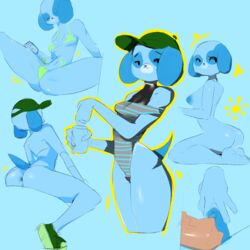 2017 alternate_species anthro anthrofied anus ass bare_shoulder baseball_cap bat24 beige_penis big_thighs bikini biped black_eyes blue_anus blue_background blue_body blue_nipples blue_pussy blue_spots blue_tail breasts canine clitoris close-up closed_eyes clothed clothing crotch_shot disembodied_penis duo feet female footwear front_view furrification half-closed_eyes hat highres holding_can humanoid_feet humanoid_hands humanoid_penis kneeling leaning leaning_back living_plush looking_away low-angle_view male male_penetrating mammal mob_face mostly_nude multiple_poses muzzle_(marking) navel nipples nude one-piece_swimsuit outline penetration penis plushie portrait pose pussy rear_view reclining shoes side-tie_bikini side_view simple_background sitting small_breasts small_tail small_waist sneakers solo_focus spots spread_legs spread_pussy spreading standing straight sun swimsuit three-quarter_portrait two_tone_body vaginal_penetration vein veiny_penis vertical_bar_eyes voluptuous white_body wide_hips