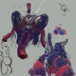 1:1 absurd_res anal_egg_implantation anthro bodily_fluids cum cum_while_penetrated egg egg_from_ass egg_implantation egg_in_ass erection fanven_techar genital_fluids hi_res male male/male orgasm oviposition ovipositor penetration pregnant pregnant_anthro pregnant_male pregnant_sex sergal sex solo_focus tentacle tentacle_ovipositor tentacle_penetration tentacle_sex vekyn