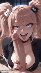 1girls ai_generated big_breasts blonde_hair blue_eyes breasts clothed clothed_female curvy curvy_body curvy_female danganronpa dreamyan_ai enoshima_junko hi_res high_quality high_resolution highres imminent_fellatio imminent_oral imminent_sex junko_enoshima large_breasts long_hair looking_at_viewer male_pov miniskirt open_mouth penis_on_face pink_hair pov school_uniform smile smiling thick_ass thick_thighs thighs tongue tongue_out twintails uncensored
