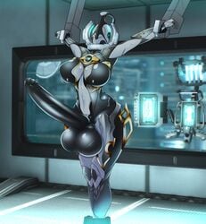 1futa alien balls big_balls big_breasts big_penis breasts dickgirl erection futa_only futanari hi_res huge_cock humanoid_penis hyper hyper_penis intersex lewdreaper nyx_(warframe) penis restrained solo tenno video_games warframe