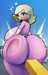 1female ai_generated apron ass_bigger_than_head ass_focus blonde_hair bubble_butt fat_ass hairdresser_(pillar_chase_2) noob rippling_ass roblox shocked slapping_butt spanking