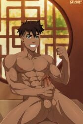 abs balls biceps big_balls big_penis erection handjob kai_(avatar) kiwart male male_nipples male_only manly masturbation muscular_male nickelodeon nipples nude pecs penis the_legend_of_korra