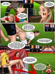 2018_fifa_world_cup anal ass belgium blowjob bottomless buttplug comic croatia cum cum_in_mouth defeat defeated dialogue england english_text extro fellatio football france humiliation painal pants_pulled_down penalty_game priti_patel score soccer soccer_shoes soccer_uniform socks sports text trash_talk uniform victory world_cup