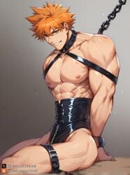 ai_generated bara blue_lock bondage chains corset kunigami_rensuke male muscles muscular muscular_male rickteil tied_up toy