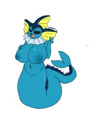 anthro anthro_only apode breasts eeveelution furry furry_only large_areolae neonatsart nude pokemon pokemon_(species) vaporeon