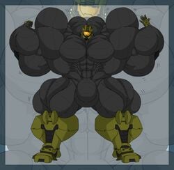 bulge helmet hyper hyper_muscle male male_only master_chief muscle rejectyourreality