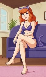 ai_generated ass bigmic145 bra breasts cartoon_network cat_ears cat_tail catgirl daphne_blake daphne_blake_(mystery_incorporated) feet panties red_hair scooby-doo scooby-doo!_mystery_incorporated