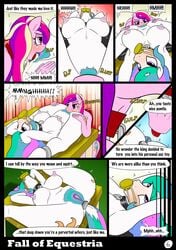 2017 alicorn anthro anthrofied areola breasts broken_horn collar comic cum cunnilingus dialogue dildo_gag english_text equine fall_of_equestria female forced_yuri friendship_is_magic gag hi_res horn mammal my_little_pony nipples nude ponkpank princess_cadance_(mlp) princess_celestia_(mlp) pussy reverse_forced_oral slave text wings yuri