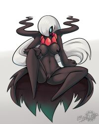 2020 anthro areola artist_name blue_eyes breasts darkrai digital_media_(artwork) english_text featureless_feet feet female generation_4_pokemon genitals hair hair_over_eye latiar legendary_pokemon nintendo nipples number one_eye_obstructed pokemon pokemon_(species) pokemorph pupils pussy shadow_creature simple_background sitting solo spread_legs spreading text white_pupils