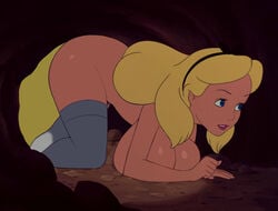 alice_(disney) alice_in_wonderland alice_in_wonderland_(1951_film) alice_liddell bedaxe big_breasts blonde_hair breasts disney edit female huge_breasts master nude screenshot screenshot_edit stocking