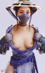 3d breasts darkbahamuth kitana kitana_(endless_summer) mortal_kombat mortal_kombat_11 pinup showing_breasts video_games