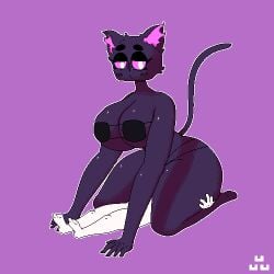 1boy 1girls 2d animated anthro big_ass big_breasts big_thighs cat_ears cat_humanoid cat_tail cate_(kaff_k) catgirl cute dark_skin endercatwoman endergirl enderman enderwoman fat_ass feline furry hi_res highres kaff_k minecraft minecraft_mob oc pixel_animation pixel_art pressed_against sitting sitting_on_face sitting_on_person taller_girl tight_clothing twerking