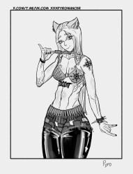 1girls abs black_and_white female looking_at_viewer punk punk_girl pyromancer