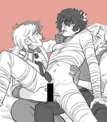 1cuntboy 2doms1sub 2males 3boys 3some alternate_version_available artist_signature bandage bandaged_chest bandaged_leg bandaged_legs bandages bar_censor bottom_dazai bsd bungo_stray_dogs bungou_stray_dogs censor_bar censored censored_genitalia censored_pussy chuuya_nakahara cuntboy cuntboy/male cuntboysub dazai_osamu fingering fingering_partner fingering_pussy fingers fingers_in_pussy fingers_on_pussy hand_on_hip hand_on_leg hand_on_thigh hand_on_waist long_hair long_hair_male male male/male/male male_only maledom males_only nakahara_chuuya osamu_dazai pink_background short_hair short_hair_male sigma_(bungo_stray_dogs) sigzai skinny skinny_male smile smiling soukoku submissive submissive_cuntboy submissive_male sweat sweatdrop sweating sweaty threesome variant variant_set