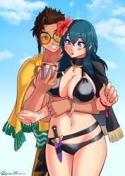 1boy 1boy1girl 1girls breasts byleth_(female)_(fire_emblem) byleth_(female)_(summer)_(fire_emblem) byleth_(fire_emblem) byleth_(fire_emblem)_(female) byleth_(summer)_(fire_emblem)_(female) claude_von_riegan dekura female fire_emblem fire_emblem:_three_houses fire_emblem_heroes male nintendo swimsuit