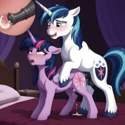 ai_generated blue_hair brother brother_and_sister equid equine feral feral_on_feral feral_only friendship_is_magic fur hasbro hooves horn horse incest my_little_pony pony purple_body purple_fur purple_hair sex shining_armor_(mlp) siblings sister smile twilight_sparkle_(mlp) unicorn white_body white_fur