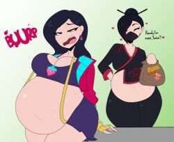 2024 2girls big_belly burping duo english_text fat fat_female fatty female_only nyanilla_ overweight tagme thick_thighs