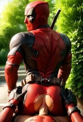 ai_generated anal_sex ass back biceps big_penis deadpool erection gay hand_on_ass hand_on_butt looking_at_viewer looking_back male male/male male_only marvel muscular muscular_male outside park penetration penis penis_in_ass ripped_clothing ripped_pants toned_body toned_male twall97