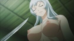 10s 1girls animated bouncing_breasts breasts chouun_shiryuu female ikkitousen katana nipples sword weapon