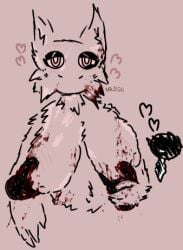 1boy 1boy1girl 1girls anthrofied black_(sprunki) black_body blood blood_on_face bowtie breasts cheek_tuft claws eyelashes eyeshadow female floating_hands fur groping heart male red_eyes sprunki straight unfinished wenda_(sprunki) white_fur wolf