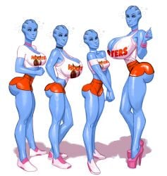 4girls asari bimbo booty_shorts dsl edit hooters huge_ass huge_breasts mass_effect t_shirt tagme theofficialpit theofficialpit_(style)