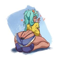 ahe_gao ass_cleavage big_ass big_breasts big_butt big_butt_cheeks blowjob_face brazil brazilian brazilian_female brazilian_miku butt_crack excited exposed_ass fanart female hatsune_miku heavenly_ass sandals vocaloid