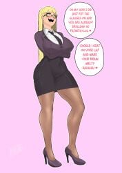 1girls 2d 2d_(artwork) aged_up arms_folded banjabu big_ass big_breasts big_butt blazer blonde_female blonde_hair blonde_hair_female breasts cleavage curvy curvy_figure disney disney_xd edit edited female glasses gravity_falls green_eyes happy happy_female heels hi_res high_heels highres hourglass_figure long_legs looking_at_viewer neck_tie office_clothing office_lady office_skirt office_uniform pacifica_northwest pink_background stockings suit tagme talking_to_viewer teasing thick_thighs thighs unseen_male wide_hips