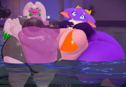 2girls anthro bbw big_areola big_ass big_belly big_breasts big_butt big_nipples big_thighs bikini bikini_bottom bikini_top fat fat_ass fat_belly fat_butt fat_female goodra gooey_goober_(reptilligator) huge_ass huge_belly huge_breasts huge_butt huge_thighs morbidly_obese obese obese_anthro obese_female overweight overweight_anthro overweight_female pool pool_ring pool_toy ssbbw standing tagme tagme_(character) transparent_clothing underboob vrchat vrchat_avatar wet wet_body wet_clothes wet_clothing wet_skin