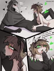 anime big_penis black_body black_penis blowjob brown_hair bunny_girl bunnygirl comics couple cum cum_in_mouth cumshot gaming girl green_eyes hentai licking licking_penis male oc ocxcanon oral oral_penetration oral_sex plague_doctor scp-049 scp-049_x_snezka scp_containment_breach scp_foundation selfship sex ship small_breasts snezka stockings straight sucking_penis