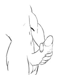 2009 5_fingers ambiguous_species animated anthro balls biped black_and_white claws digital_media_(artwork) erection faceless_male genital_focus humanoid_penis jindragowolf loop male male_only masturbation monochrome navel nude penile_masturbation penis side_view sketch solo standing torso_shot uncut