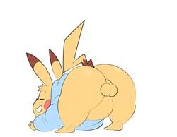 1boy 2016 anthro ass backsack balls bent_over big_butt bottomless closed_eyes clothed clothing digital_media_(artwork) ero_(character) eroborus flat_colors fur grin hoodie male male_only mammal nintendo overweight perineum pikachu pokémon_(species) pokemon presenting presenting_hindquarters raised_tail rear_view rodent simple_background smile solo teapot_(body_type) teeth video_games white_background yellow_balls yellow_fur