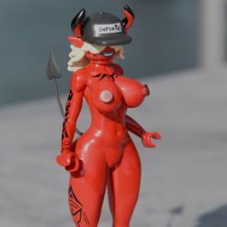 . 1girls 3d anonymous_artist areolae bangs big_breasts black_lipstick breasts covered_eyes curvy demon demon_girl demon_horns demon_tail desdemona_(fortnite) epic_games fangs fortnite fortnite:_battle_royale hair_over_eyes hat horns hourglass_figure lego lego_fortnite long_hair navel nipples open_mouth pussy red_hair red_skin solo standing tail tattoos thick_thighs white_hair