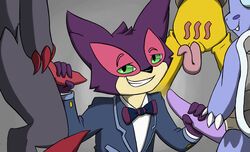 anthro anthrofied blue_skin canine erection feline group kadabra male mammal nintendo penis pokemon pokemon_(species) pokemorph purrloin shell unknown_artist video_games wartortle yaoi zoroark