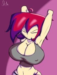 aged_up big_breasts bigdad breasts cleavage closed_eyes darnact female female_focus female_only gaz_membrane giygal goth_girl invader_zim nickelodeon punk_girl purple_background source_request thicc_gaz year_request