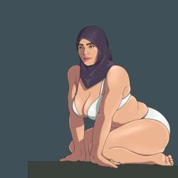 arab big_ass big_breasts breasts busty chubby chubby_female fat_ass female hijab hijabi iran iranian persian_female solo solo_female solo_focus underwear white_bra white_underwear