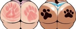 2girls ai_generated ass_focus ass_to_ass bunanza_ catgirl close-up cropped dumptruck_ass dumptruck_butt edit fat_ass furry huge_ass huge_butt paw_print_on_ass pawprint pawprint_(marking) pawprint_on_ass plump spank_marks tagme tail thick_ass underwear