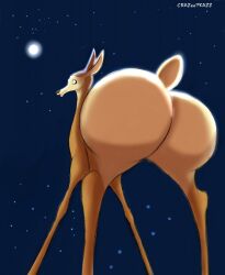 2019 ass big_butt crazykat deer female feral giselle_(open_season) hi_res huge_butt low-angle_view mammal moon night open_season solo thick_thighs