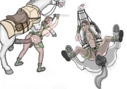 1boy 1girls anal anal_insertion anal_sex animal_genitalia animal_penis breasts brown_hair clothed clothed_female clothed_sex clothing female feral feral_on_female feral_on_human feral_penetrating_human horse horse_penis horsecock human_on_feral long_hair looking_at_viewer male male/female mastak medium_breasts metal_gear_solid metal_gear_solid_v nipples penis ponytail pussy quiet_(metal_gear) sex sex_from_behind simple_background torn_clothes torn_clothing uncensored vein veins veiny veiny_penis white_background zoophilia