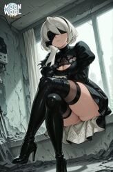 2b_(nier:automata) ai_assisted ai_generated big_breasts blindfold boots breasts closed_mouth clothed clothed_female crossed_legs curvy curvy_body curvy_female expressionless facing_viewer female female_focus female_only high_heel_boots high_heels large_breasts looking_at_viewer moonwool_branch nier:_automata seductive seductive_look seductive_mouth seductive_pose short_hair sitting solo solo_female solo_focus thick_ass thick_thighs thighhighs thighs uncensored white_hair yorha_2b