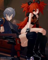 1boy 1girls 3d 3d_animation 4:5 animated blush bottomless bouncing_ass breasts ecchiwaffle eyepatch female half-dressed hoyoverse indoors koleda_belobog light-skinned_female light-skinned_male light_skin longer_than_10_seconds loop male mihoyo misuzugon moaning penis petite red_hair reverse_cowgirl_position reverse_upright_straddle riding rougenine sex sex_from_behind shorter_than_30_seconds sitting_on_lap sitting_on_penis sitting_on_person small_breasts sound tagme tomboy vertical_video video wise_(zenless_zone_zero) zenless_zone_zero