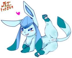 alpha_channel anus blue_eyes blush eeveelution female feral glaceon heart hindpaw jetfrozen looking_at_viewer mammal nintendo nude pawpads paws pokemon pokemon_(species) presenting pussy simple_background solo spread_legs spreading stretching transparent_background video_games