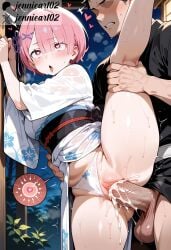 1boy ahe_gao ai_generated alternate_costume bangs black_kimono blush bow bow_panties breasts clenched_teeth clitoris clothed_sex clothing clothing_aside cum cum_in_pussy cum_overflow ejaculation english_text faceless faceless_male female female fertilization floral_print flower_knot hair_ornament hair_over_one_eye hair_ribbon heart-shaped_pupils impregnation internal_cumshot japanese_clothes jennieart02 kimono kneepits large_breasts large_penis leg_lift leg_up long_sleeves male moon nakadashi night night_sky obi open_mouth outdoors ovum panties panties_aside pantsu penis pink_eyes pink_hair pussy ram_(re:zero) re:zero_kara_hajimeru_isekai_seikatsu ribbon robe rolling_eyes saliva sash semen sex sex_from_behind short_hair solo_focus sperm_cell split standing standing_on_one_leg standing_sex standing_split stomach_bulge straight sweat symbol-shaped_pupils teeth testicles thighs tongue tongue_out traditional_clothes underwear upper_teeth_only vaginal_penetration veins veiny_penis wafuku white_kimono white_panties wide_sleeves x_hair_ornament yukata