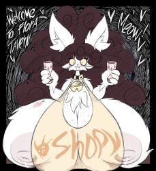 apron breasts busty busty_boy cat_boy cat_ears catboy feline gigantic_breasts hyper hyper_breasts hyper_nipples kid_isabey_(rogywantscoffee) lactating male milk milking nipples red_hair rogywantscoffee tim_burton_(style)