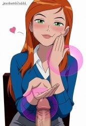 ai_generated ben_10 ben_10_alien_force ben_10_ultimate_alien breasts cartoon_network female gwen_tennyson gwen_tennyson_(alien_force) gwen_tennyson_(ultimate_alien) jeanbombila666 male oppai penis penis_on_face