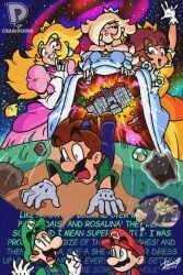 annoyed blush dialogue dp1up embrassed female funny galaxy giantess humor it_should_have_been_me_not_him jealous luigi luma mario mario_(series) meme pose princess_daisy princess_peach rosalina scared shocked taller_female taller_girl text vacuum_oral vore